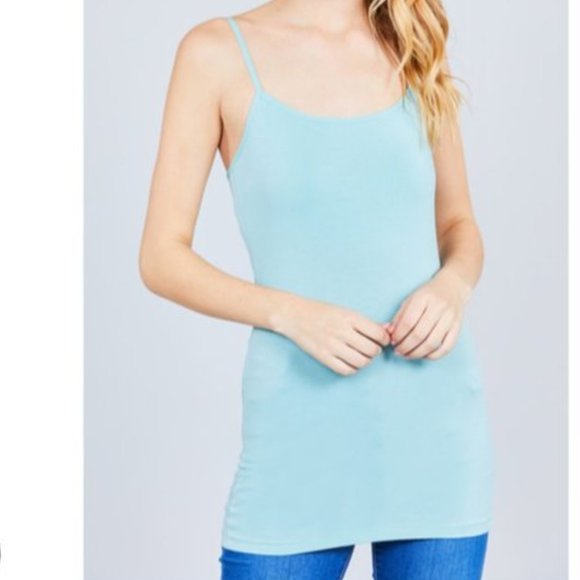 NWT- Women's Long Cami with Shelf Bra, Fizzy Sage - Picture 1 of 3